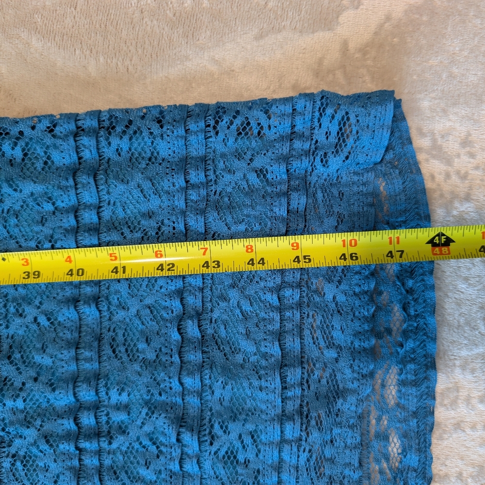 Teal Smocked Strapless Lace Boho Maxi Tube Dress Tiered Boho Hippie Blue Small - Picture 10 of 12